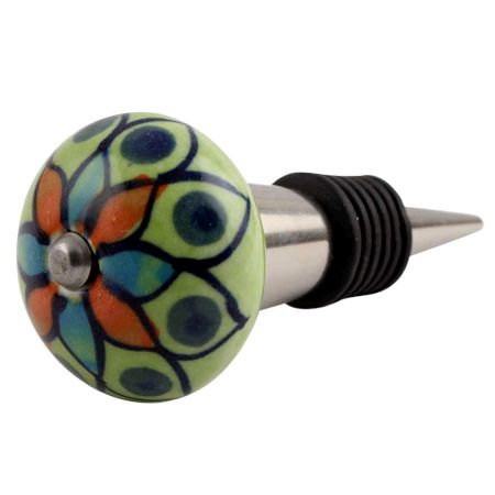 Rangoli work Ceramic Wine Stopper
